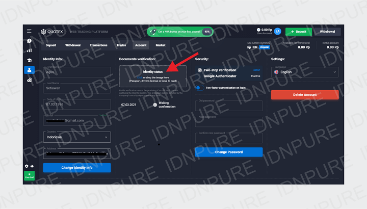 Akun Quotex Berhasil Dibuat